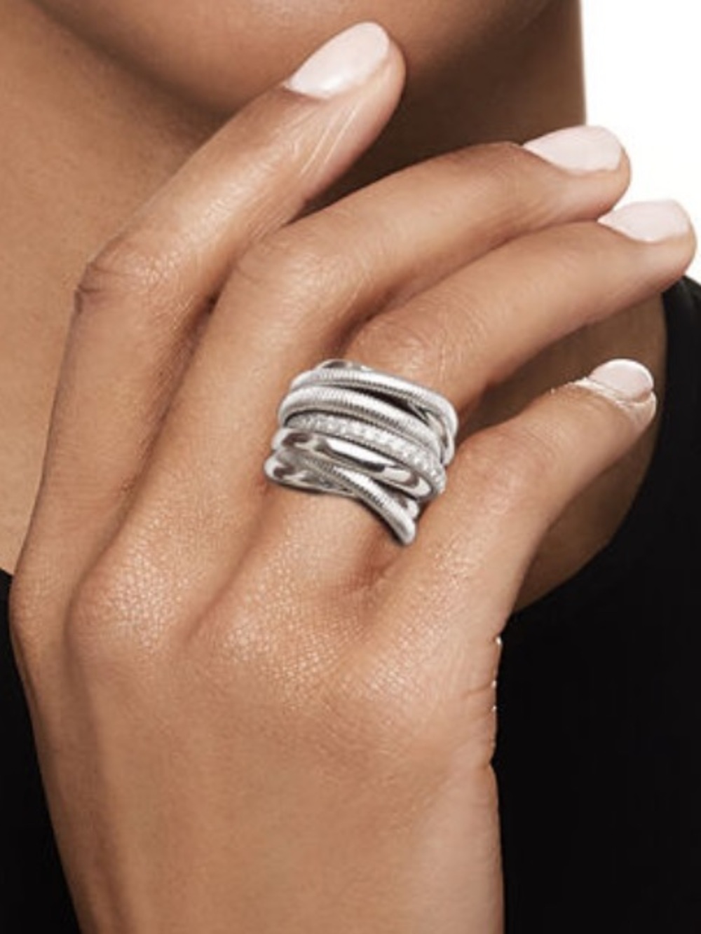 LIKE NEW. Judith Ripka Eternity 47 ct Diamond Seven-Band Highway Ring